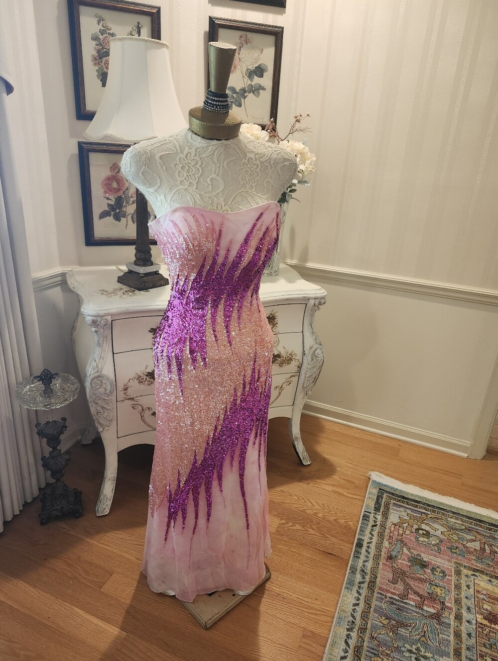Fire Show Jovani For Legends Y2K Sequin Dress Gown Stage Show Drag M
